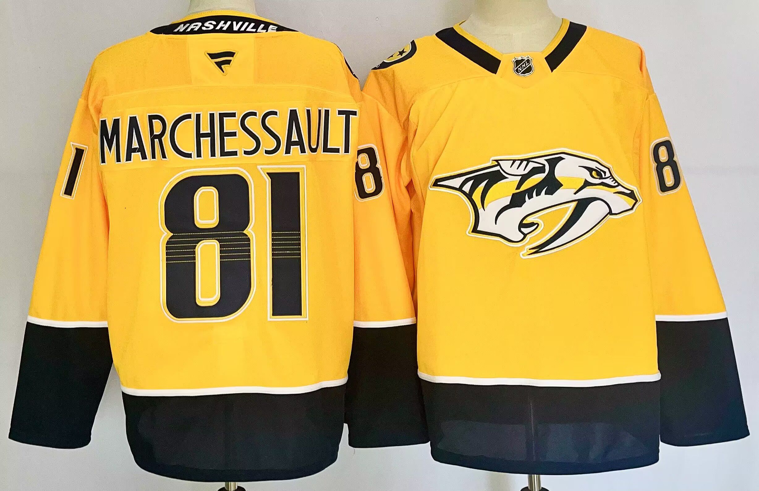 Men Nashville Predators #81 Marchessault Yellow 2025 Home Premier Player NHL Jersey